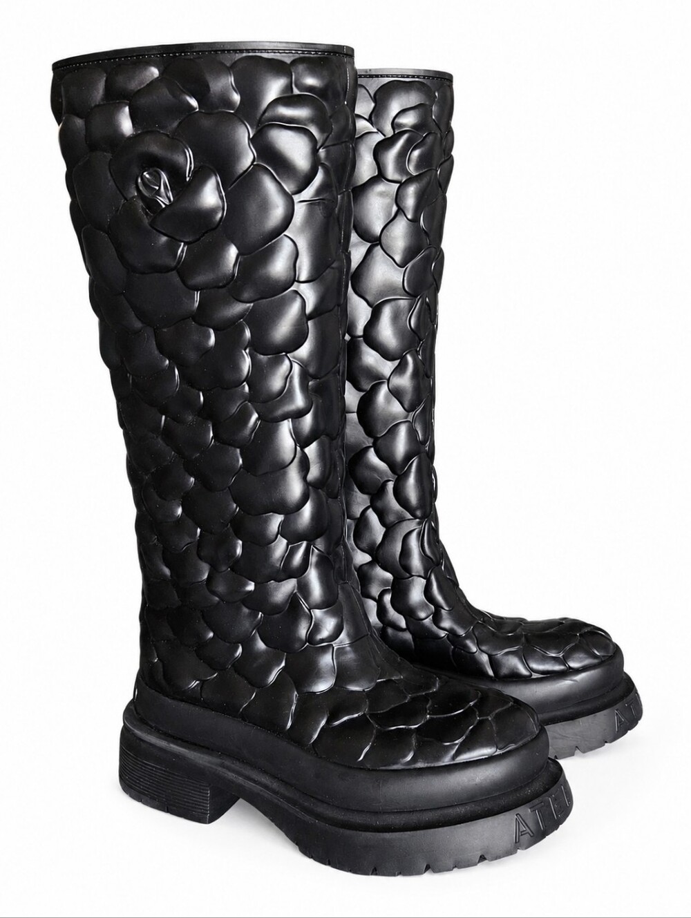 VALENTINO GARAVANI | Atelier 03 Rose Platform Rain Boots 36 Black With Box NWT